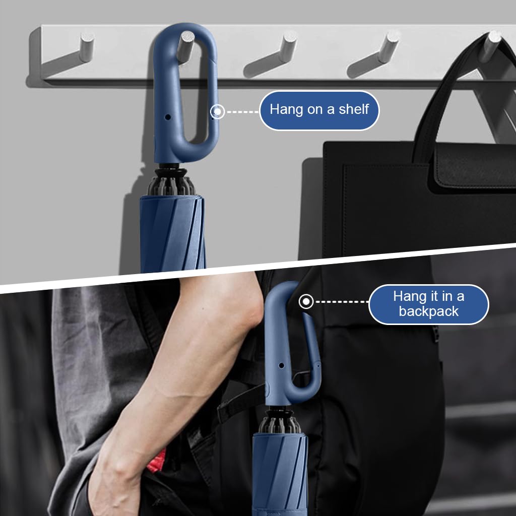 PALAY Large Umbrella for Men Women with Reflective Strap, 50'' Automatic Open/Close Windproof Travel Folding Umbrella, Reinforced 10 Dual Ribs, 99 UV Protection Umbrella with Carabiner Handle Design PALAY Large Umbrella for Men Women with Reflective Strap, 50'' Automatic Open/Close Windproof Travel Folding Umbrella, Reinforced 10 Dual Ribs, 99 UV Protection Umbrella with Carabiner Handle Design